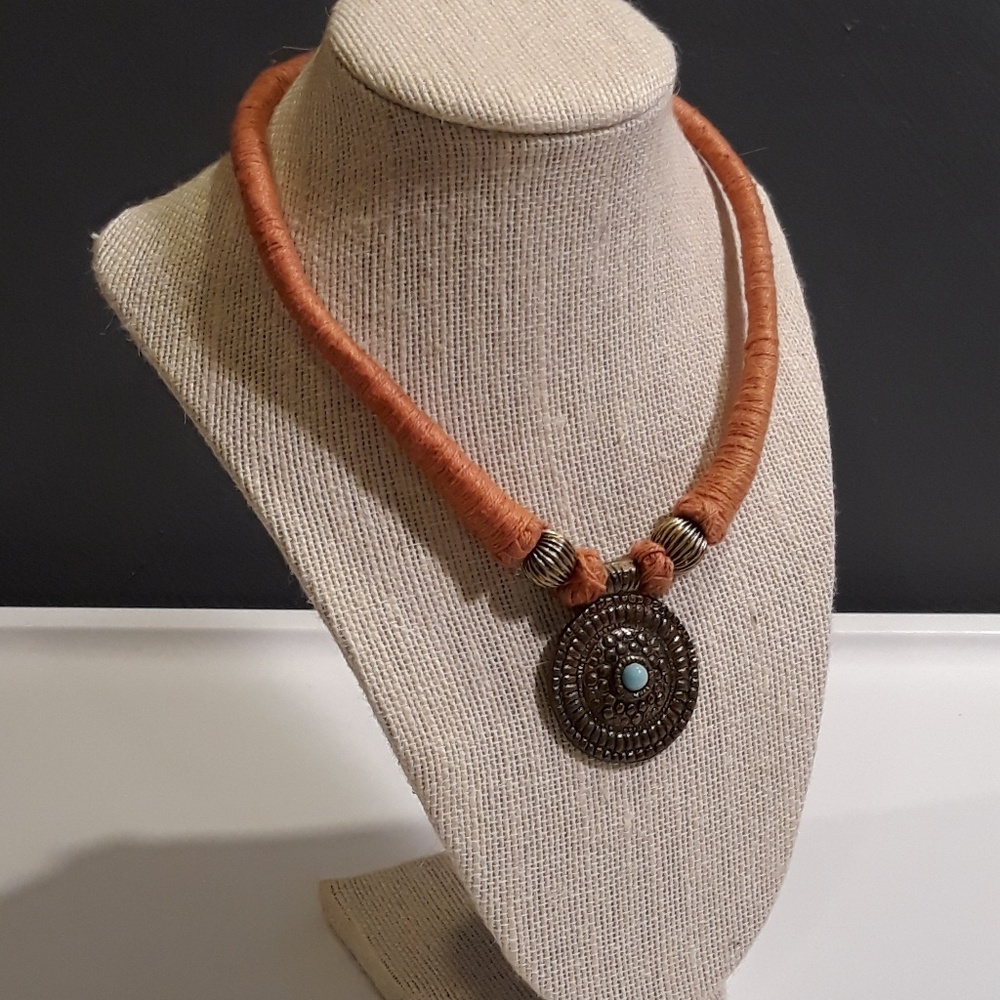 Boho medallion necklace